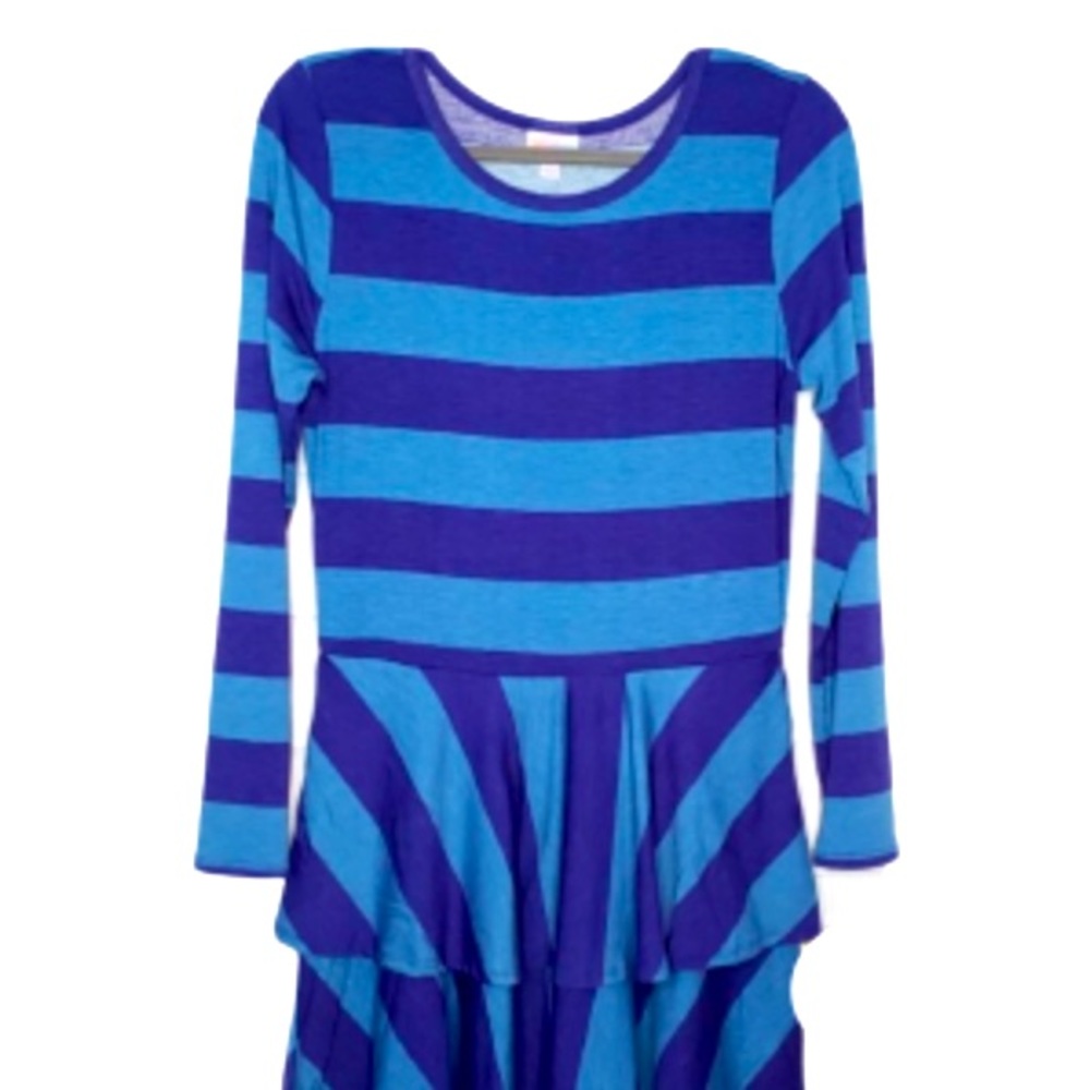 LuLaRoe Georgia Blue/Teal Stripe Dress Size XL